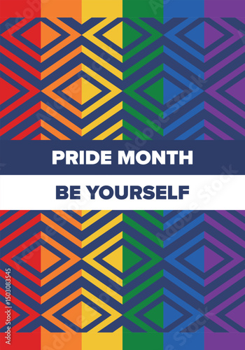 LGBT Pride Month in June. Lesbian Gay Bisexual Transgender. Celebrated annual. LGBT flag. Rainbow love concept. Human rights and tolerance. Poster, card, banner and background. Vector illustration