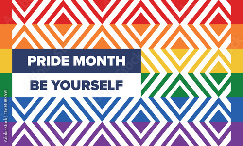 LGBT Pride Month in June. Lesbian Gay Bisexual Transgender. Celebrated annual. LGBT flag. Rainbow love concept. Human rights and tolerance. Poster, card, banner and background. Vector illustration