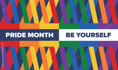 LGBT Pride Month in June. Lesbian Gay Bisexual Transgender. Celebrated annual. LGBT flag. Rainbow love concept. Human rights and tolerance. Poster, card, banner and background. Vector illustration