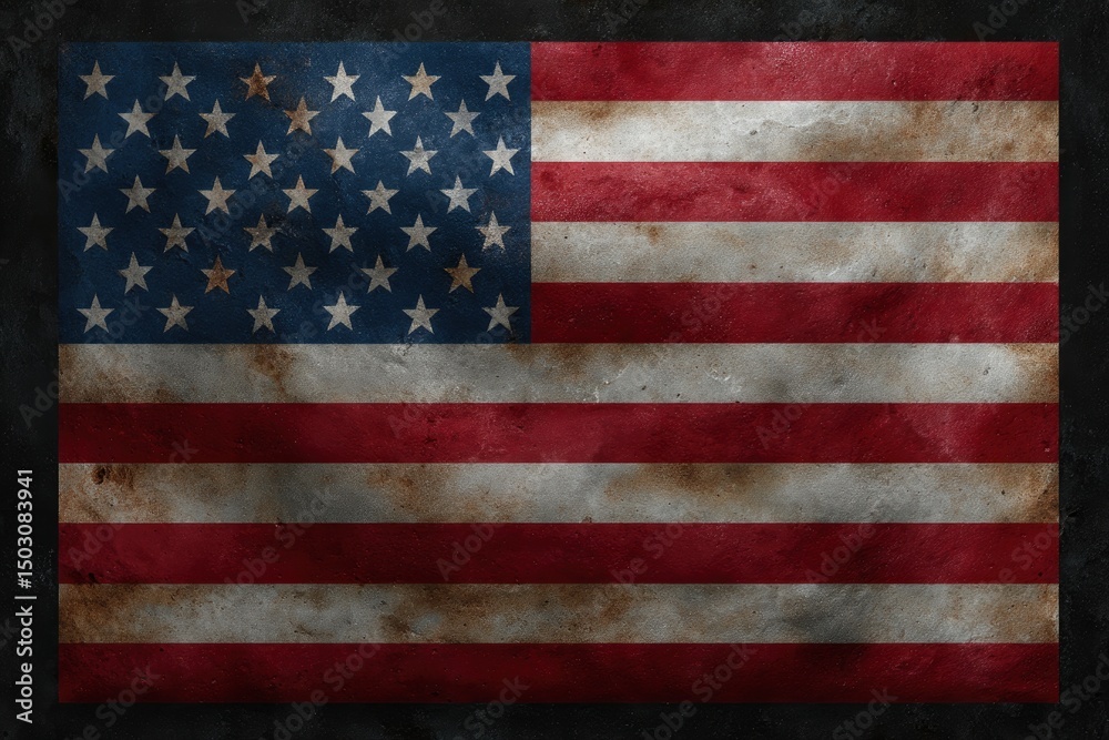 Naklejka premium Weathered American Flag: A Rustic and Patina-Rich Design