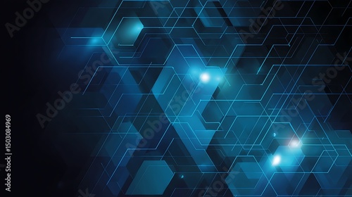 Blue geometric shape abstract technology background