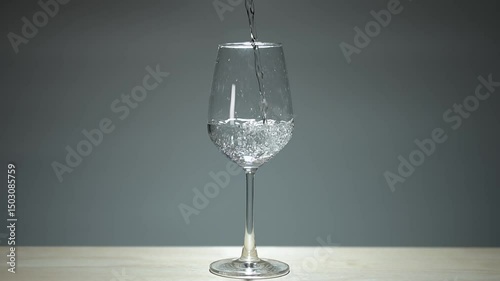 Clear water streaming into a glass against a white background, capturing the simple elegance of this everyday moment.