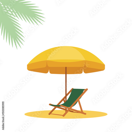 beach chair and umbrella
