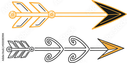 Minimalist  Gray, Yellow, Black and White Arrow Vector Icons Collection
