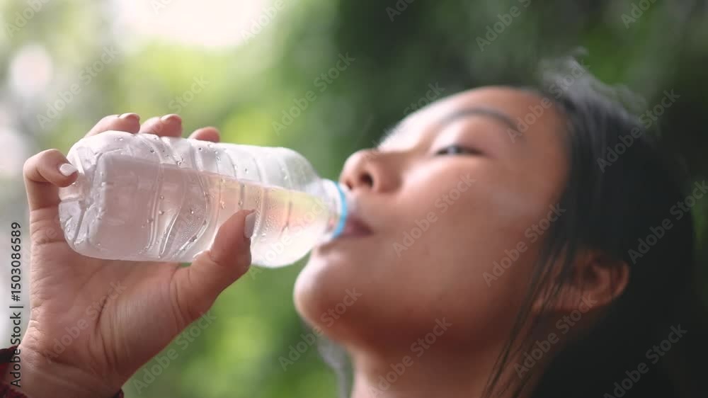 Asian woman drinking water from a plastic bottle during outdoor activity. Captures hydration, refreshment, and healthy behavior in a natural, calm environment.
Asian woman drinking water from a plastic bottle during outdoor activity. Captures hydration, refreshment, and healthy behavior in a natural, calm environment.