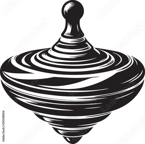 spinning top silhouette, toy top vector, spinning toy illustration