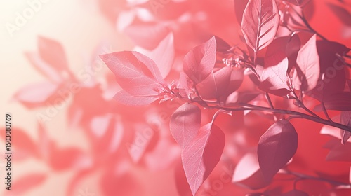 Delicate Pink Leaves Bask in Soft Sunlight