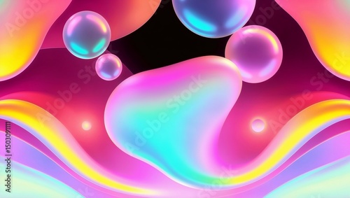 Colorful gradient shapes flowing in layers, overlapping translucent blobs with soft lighting, futuristic graphic design background, ultra-HD, no text