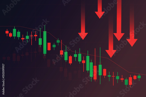 Financial business statistics with bar graph and candlestick chart 