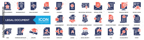 Legal Document Glyph Color Icon Collection