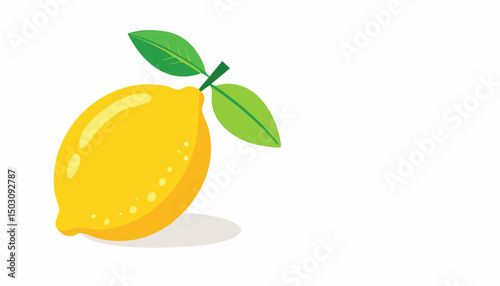 Playful lemon illustration with soft shadows and clean lines. Bright and happy design with minimalistic style and plenty of white space.