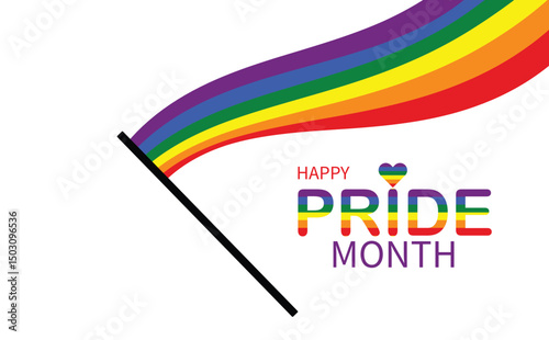  Colorful Pride Month banner featuring a rainbow heart and vibrant gradient background, symbolizing LGBTQ+ love, equality, and celebration in June.