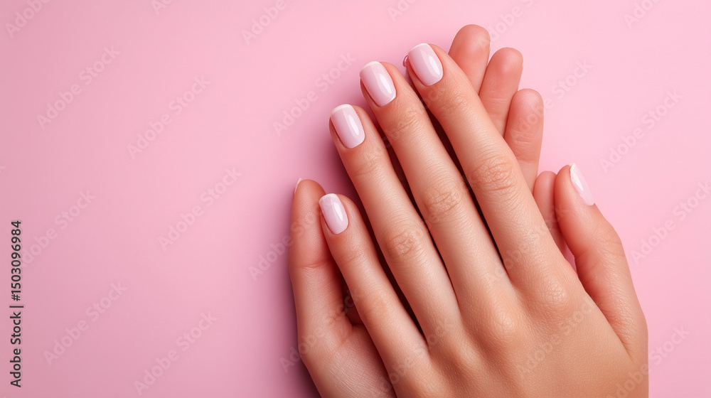 A woman's hand with a pink background A woman's hand with a pink background