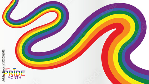  Colorful Pride Month banner featuring a rainbow heart and vibrant gradient background, symbolizing LGBTQ+ love, equality, and celebration in June.