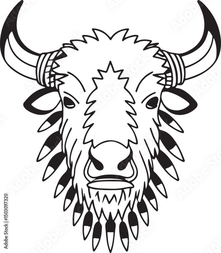A Buffalo head line art