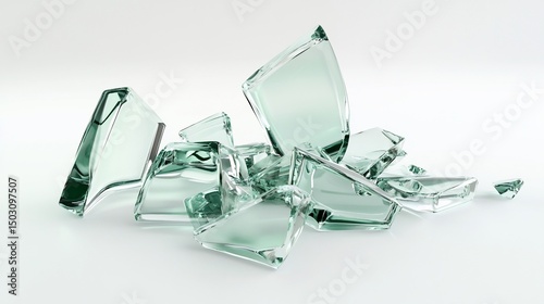 Shattered Glass Fragments: Abstract Composition of Broken Glass
