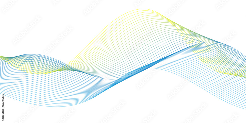 Fototapeta premium Abstract colorful blue; curve and wave lines on transparent background. Futuristic technology and dynamic wave pattern. vector illustrate 