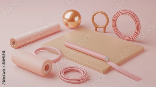 Abstract Pink and Gold Geometric Composition