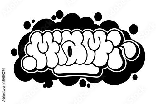 Graffiti throw-up text "MIAMI" in bold vector style with black and white design on transparent background. Urban street art vibe, perfect for hip-hop, edgy posters, and graffiti projects.