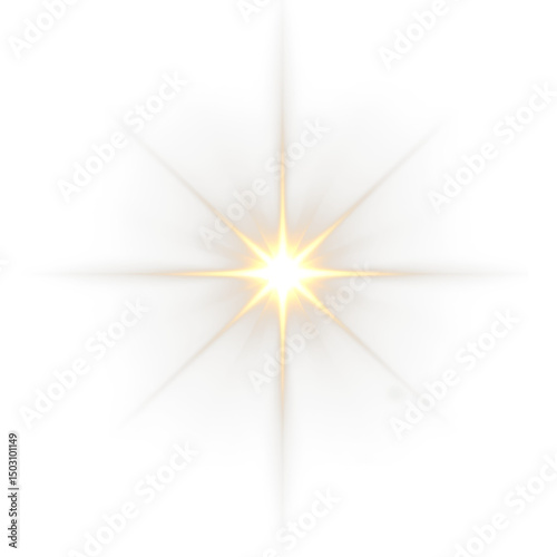 PNG star sparkle glow and starlight beam across galaxy background with magical night flare, transparent star shine and flash shimmer in space fantasy design with star explosion details PNG.