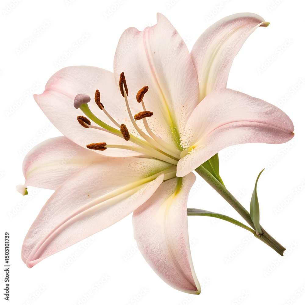 Naklejka premium pink lily on white background