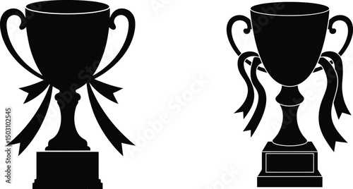 Silhouettes of two trophy cups representing achievement awards and championship wins