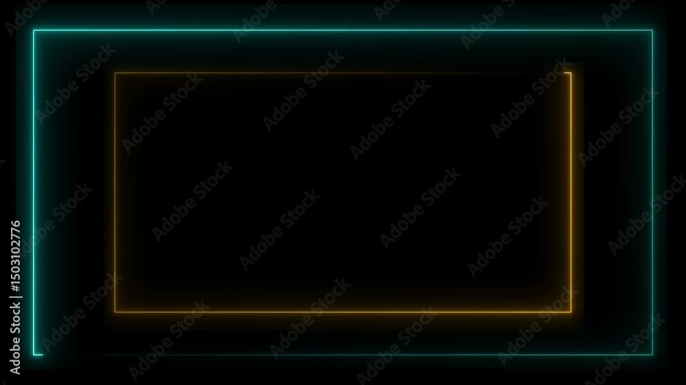 Abstract glowing neon two rectangle border frame in the shape rectangle glowing and futuristic energy line  with picture frame  4K video motion graphic animation