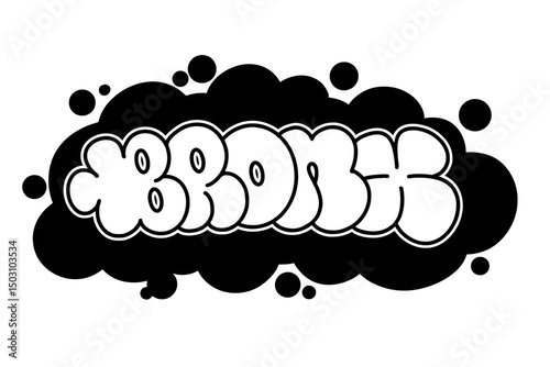 Graffiti throw-up text "BRONX" in bold vector style with black and white design on transparent background. Urban street art vibe, perfect for hip-hop, edgy posters, and graffiti projects.