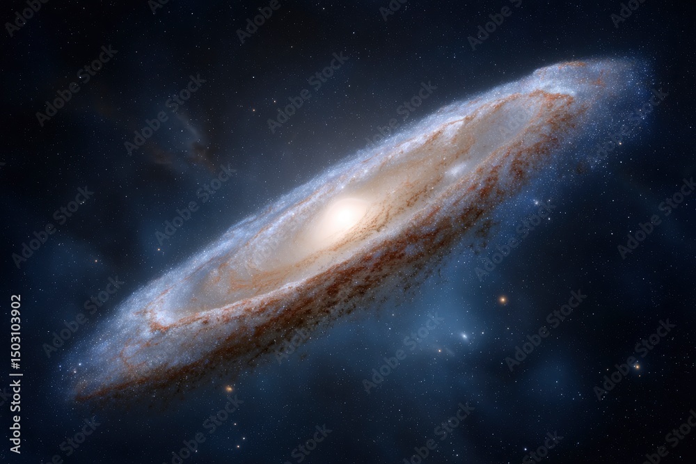 Fototapeta premium Spiral Galaxy: Celestial Swirl of Light and Dust
