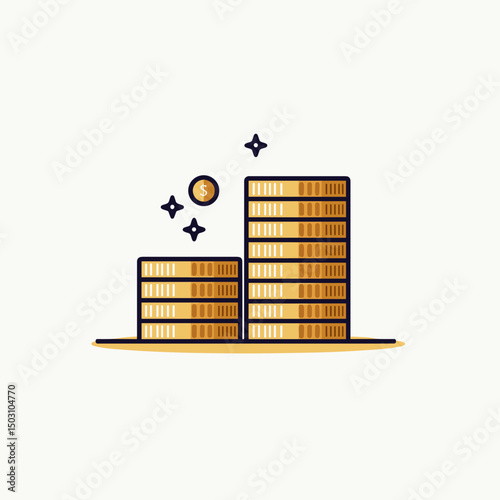 Stacks of golden coins, for financial blogs, with copy space