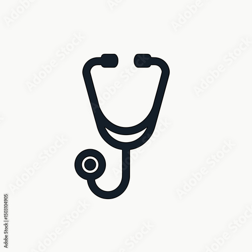 Stethoscope icon on white, for healthcare with copy space