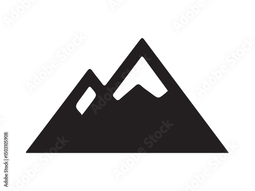 Majestic Peaks Silhouette: An illustrative representation of towering mountains, capturing the essence of nature's grandeur and strength with a minimalist, black and white style.