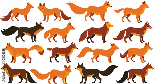 Playful Fox Animal Vector Graphic Illustrations