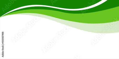 Abstract White and Green wave wide background banner