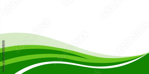 Abstract White and Green wave wide background banner