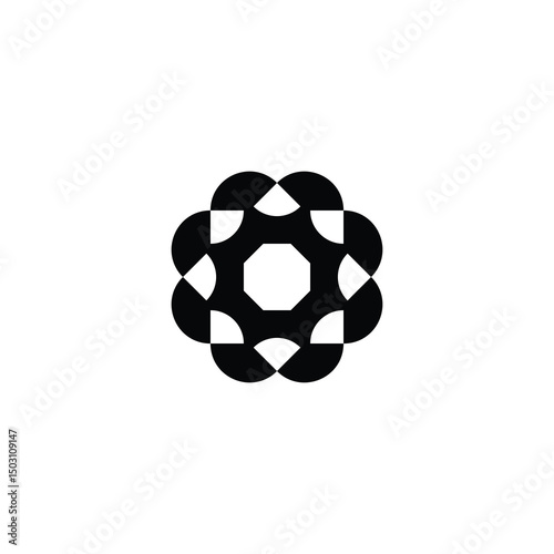 simple abstract geometric circle logo, forming a molecule or an atom