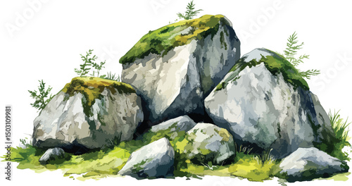 Stylized Nature Rock for Game Scene