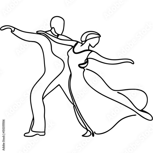 Couple dancing ballroom style, in black and white, for wedding invitations