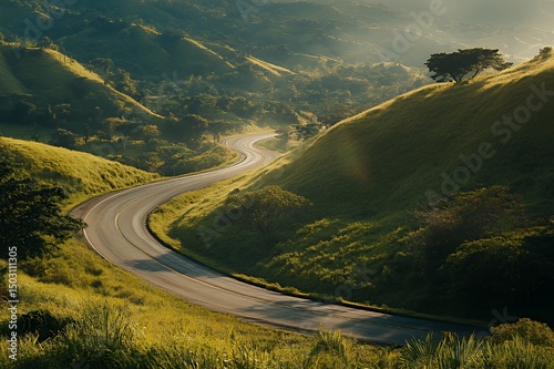 Winding Road Through Lush Green Mountain Landscape