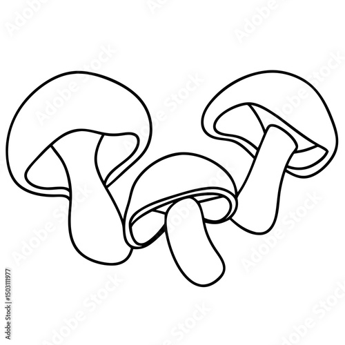 Shiitake mushrooms line art, simple design, for cooking blogs