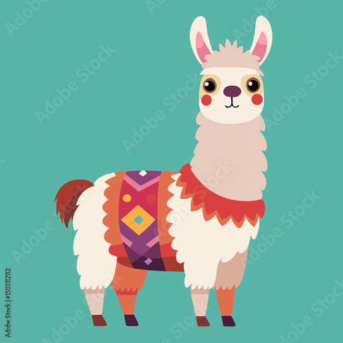 cute cartoon llama vector