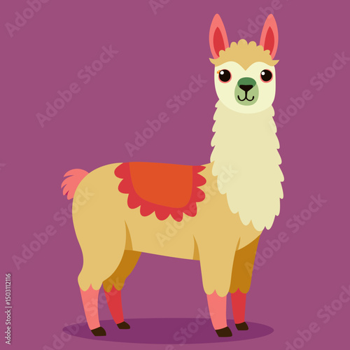 cute cartoon llama vector