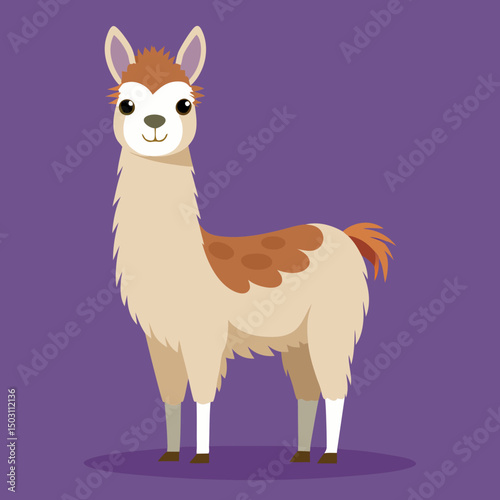 cute cartoon llama vector