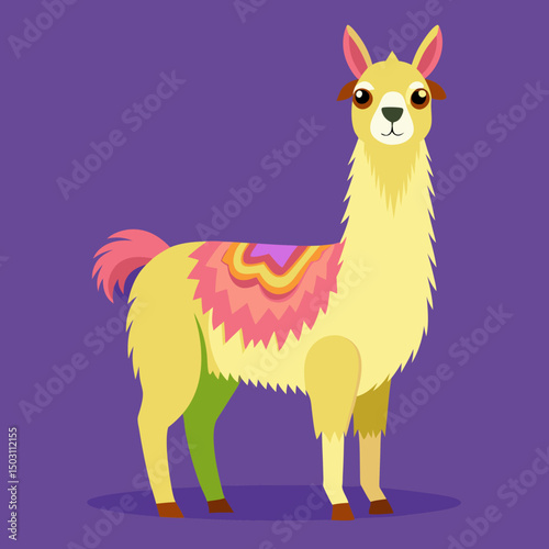 cute cartoon llama vector