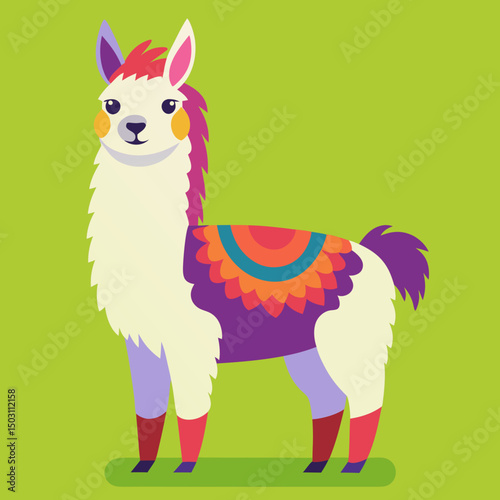 cute cartoon llama vector