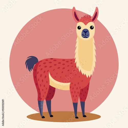 cute cartoon llama vector