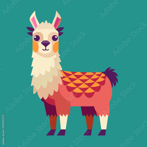 cute cartoon llama vector