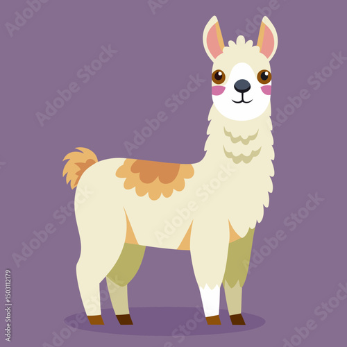 cute cartoon llama vector