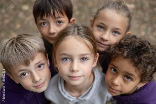 Children's Upward Gaze: A Candid, Hopeful Portrait