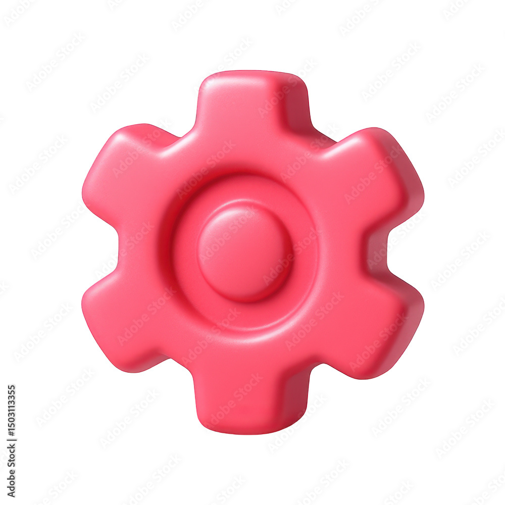 Obraz premium Pink 3D Gear Icon Setting Symbol